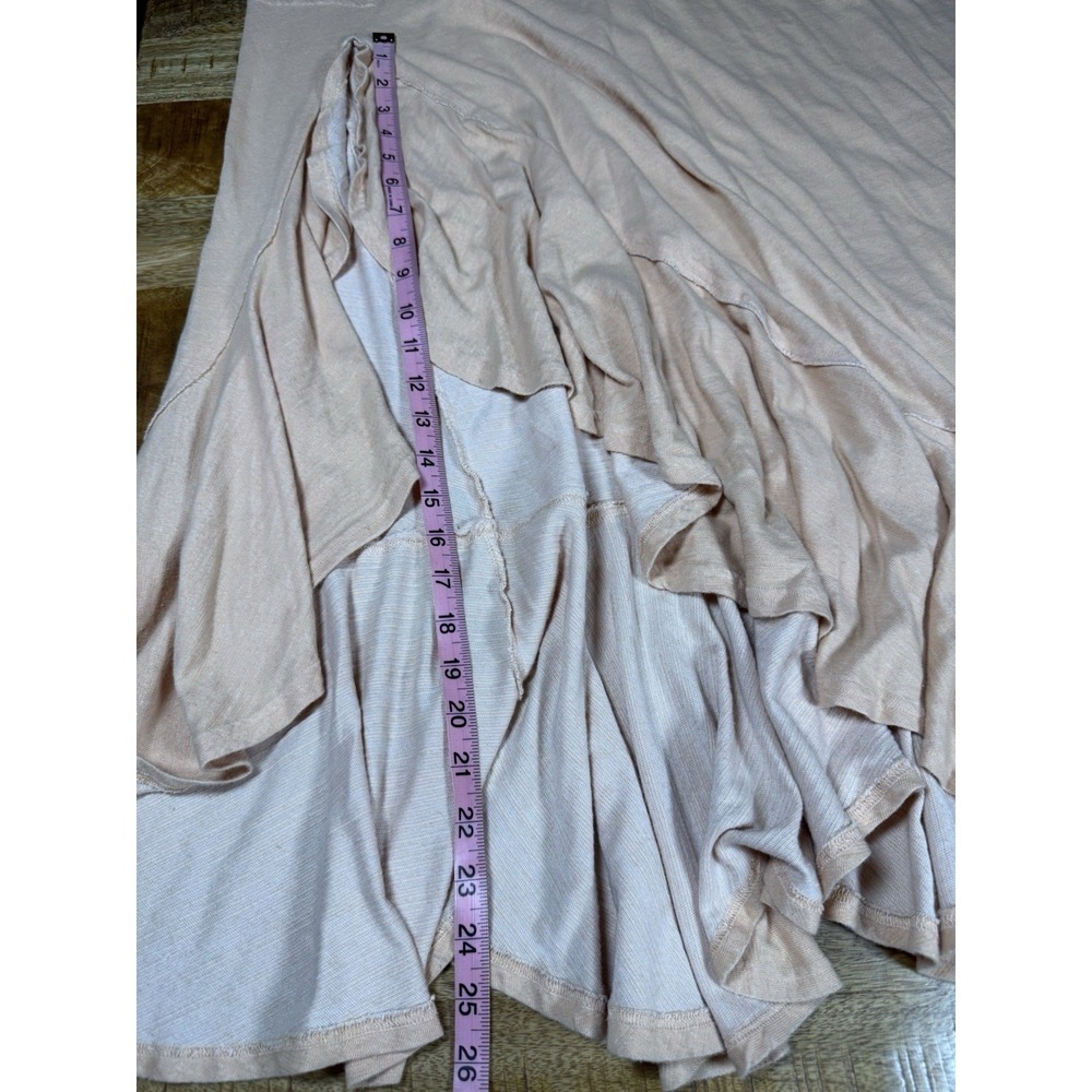 Free People FP Beach Maxi Dress L Peach Ruffle Hem Raw Edge Boho Oversized - Picture 10 of 10
